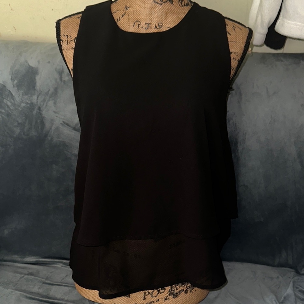 Monteau Black Layered Tank Top